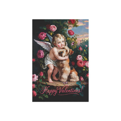 Printify Home Decor Airedale Terrier Valentine's Day Garden Flag Decoration, Outdoor Housewarming Gift, Rose Garden Decor, Cupid Yard Art New Home Gift, Dog Mom