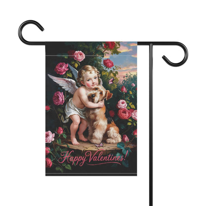 Printify Home Decor Airedale Terrier Valentine's Day Garden Flag Decoration, Outdoor Housewarming Gift, Rose Garden Decor, Cupid Yard Art New Home Gift, Dog Mom
