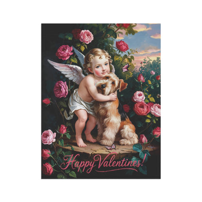 Printify Home Decor Airedale Terrier Valentine's Day Garden Flag Decoration, Outdoor Housewarming Gift, Rose Garden Decor, Cupid Yard Art New Home Gift, Dog Mom
