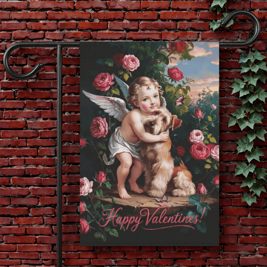 Printify Garden Flag 12'' × 18'' Airedale Terrier Valentine's Day Garden Flag