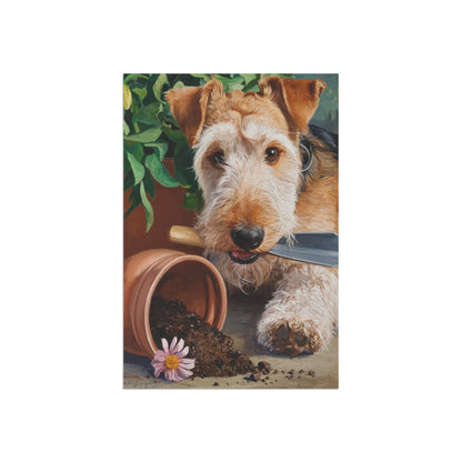 Printify Home Decor Airedale Terrier Welcome Garden Flag, Gardener Spring Yard Decor, Gardening Gift for New Home, Housewarming Banner, Dog Owner