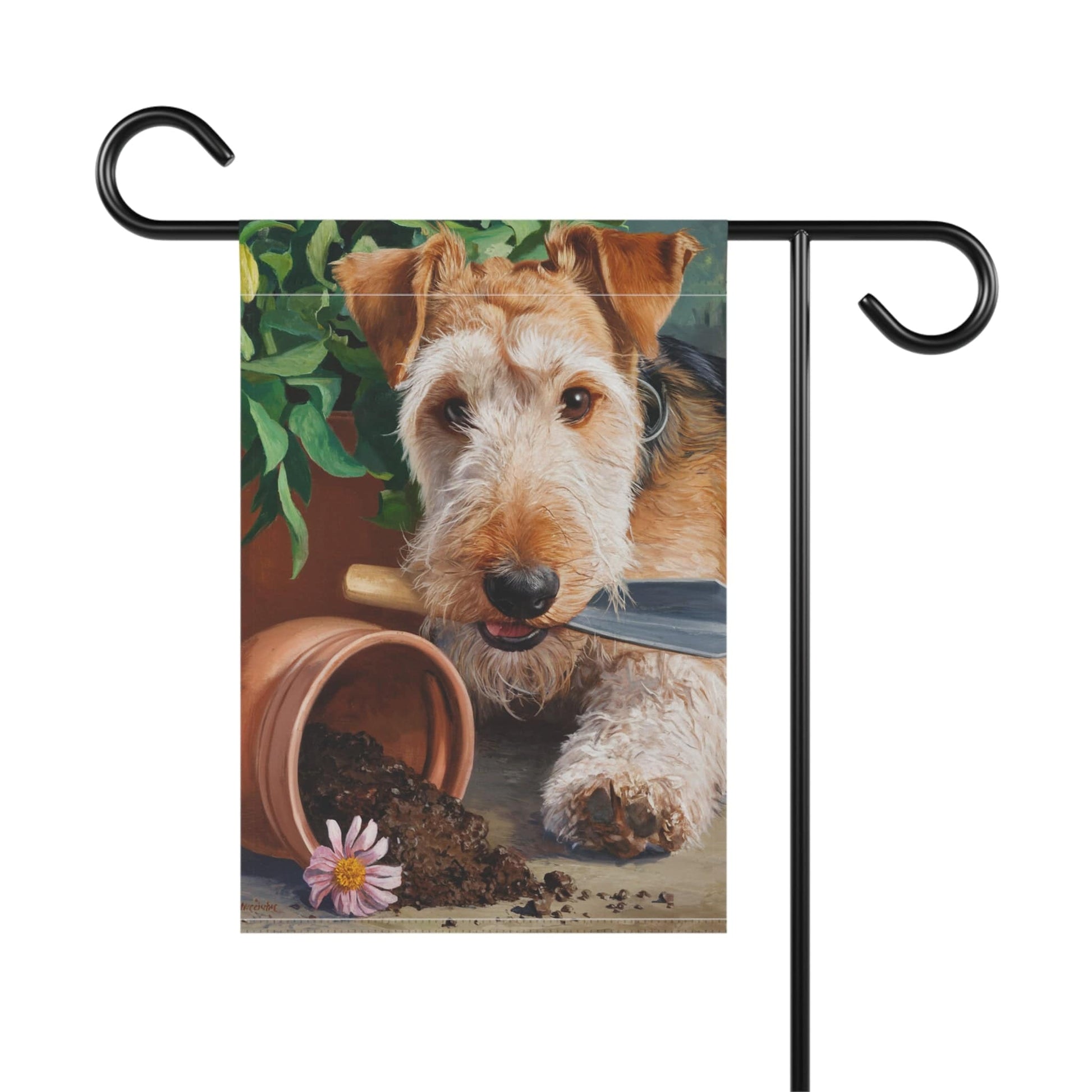 Printify Home Decor Airedale Terrier Welcome Garden Flag, Gardener Spring Yard Decor, Gardening Gift for New Home, Housewarming Banner, Dog Owner
