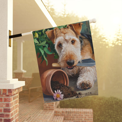 Printify Home Decor Airedale Terrier Welcome Garden Flag, Gardener Spring Yard Decor, Gardening Gift for New Home, Housewarming Banner, Dog Owner