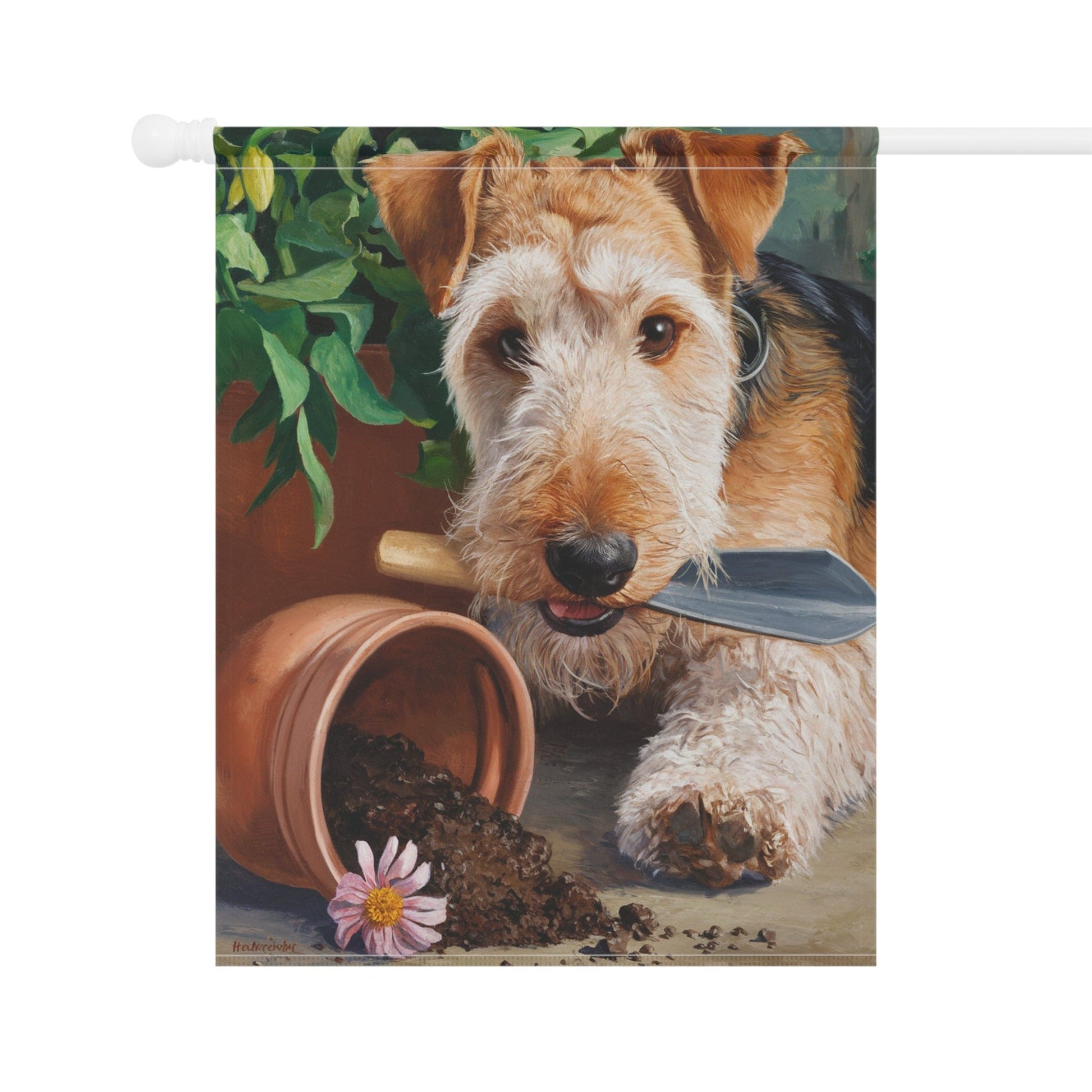 Printify Home Decor Airedale Terrier Welcome Garden Flag, Gardener Spring Yard Decor, Gardening Gift for New Home, Housewarming Banner, Dog Owner