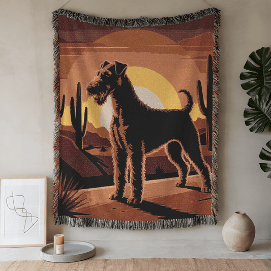 Printify Blanket 52'' × 37'' Airedale Terrier Western Desert Throw Blanket