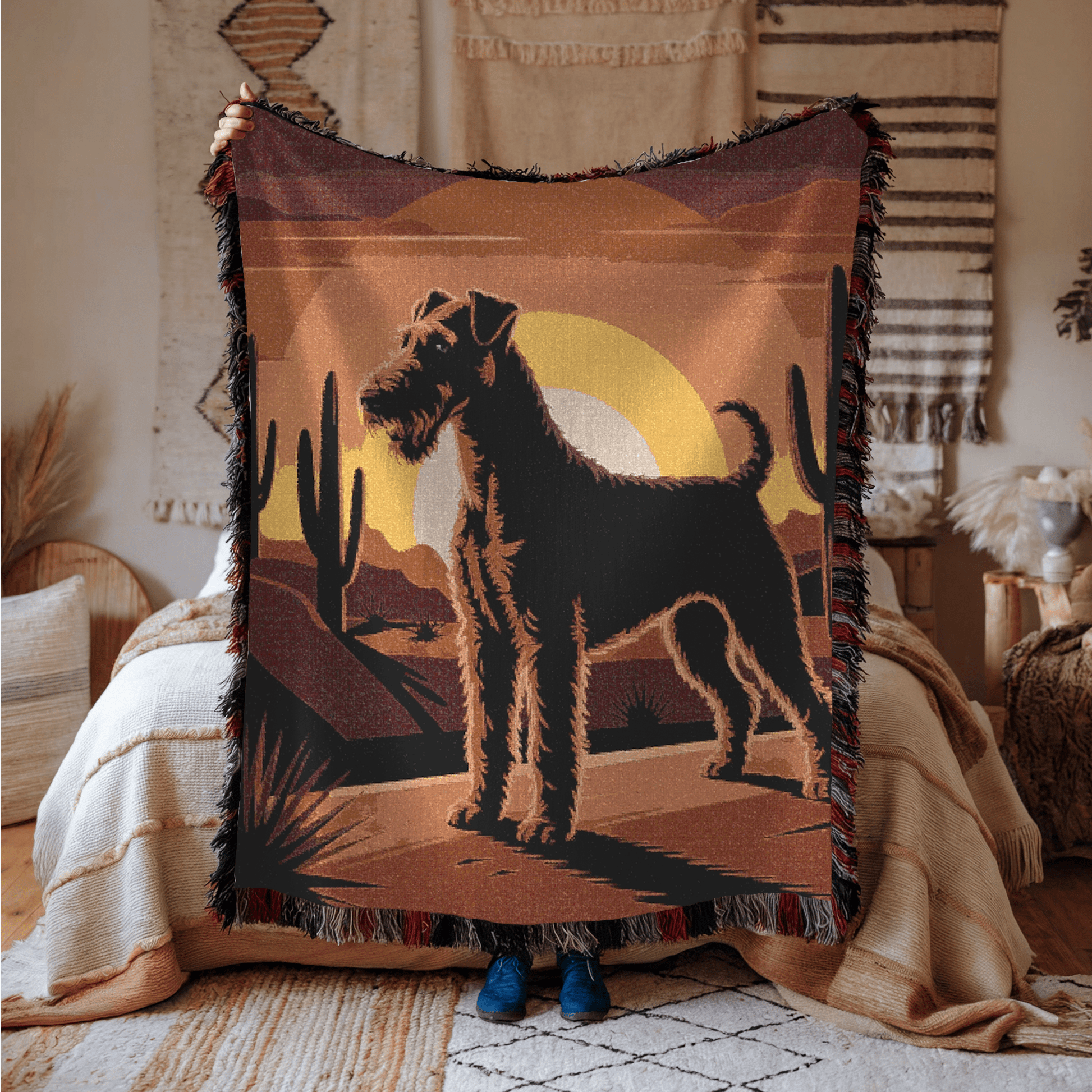 Printify Blanket Airedale Terrier Western Desert Throw Blanket