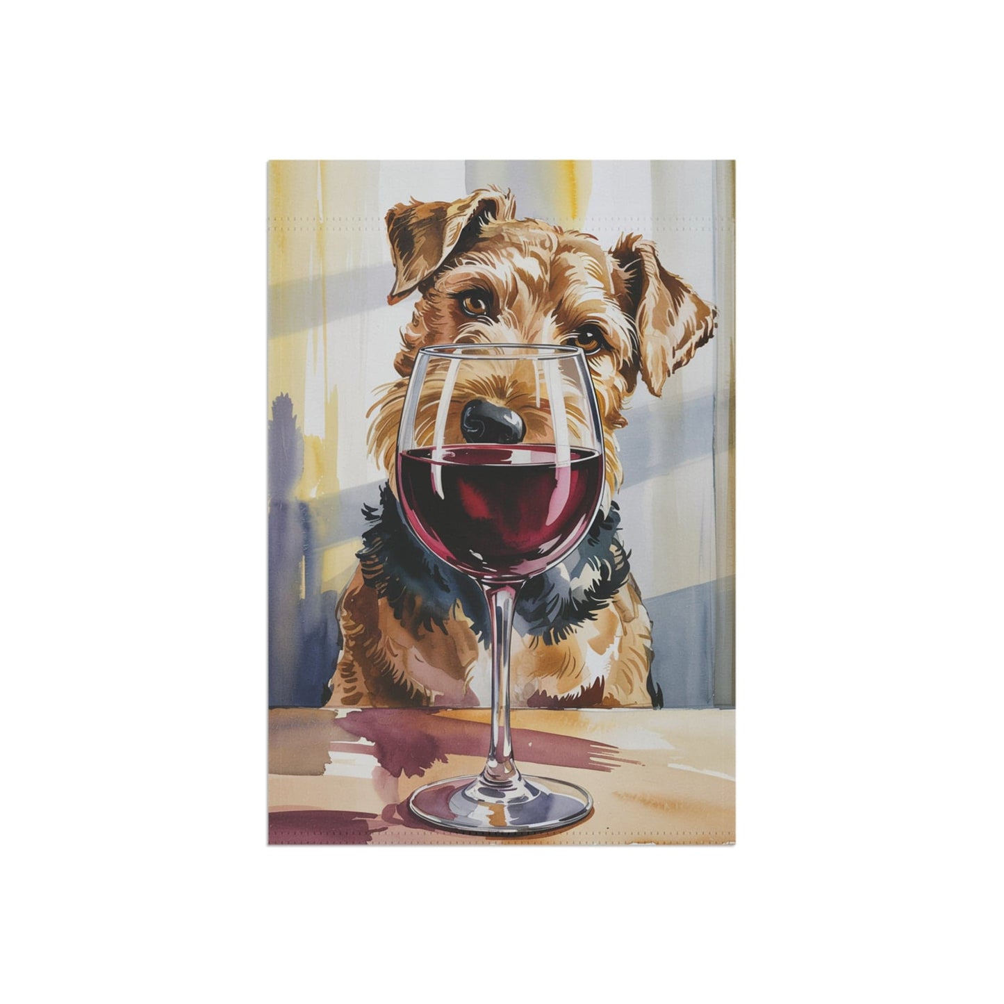 Printify Home Decor Airedale Terrier Wine Garden Flag, Yard Decor, Dog Lover Outdoor Banner, Spring Gardener Housewarming  Gift, New Home, Dog Mom