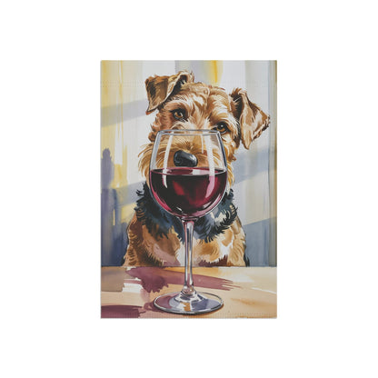 Printify Home Decor Airedale Terrier Wine Garden Flag, Yard Decor, Dog Lover Outdoor Banner, Spring Gardener Housewarming  Gift, New Home, Dog Mom