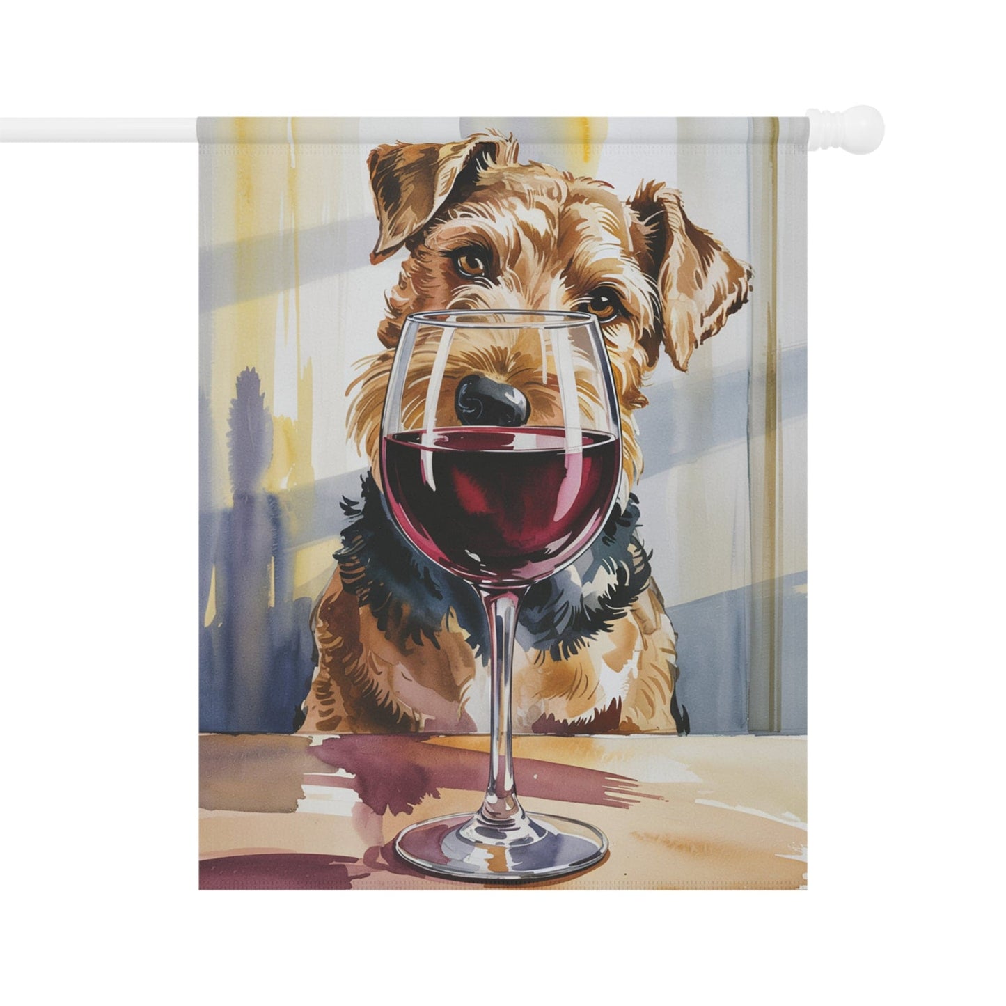 Printify Home Decor 24.5'' × 32'' Airedale Terrier Wine Garden Flag, Yard Decor, Dog Lover Outdoor Banner, Spring Gardener Housewarming  Gift, New Home, Dog Mom