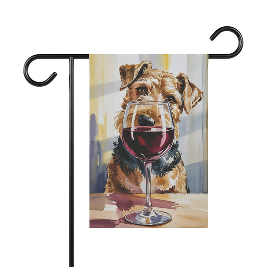 Printify Home Decor 12'' × 18'' Airedale Terrier Wine Garden Flag, Yard Decor, Dog Lover Outdoor Banner, Spring Gardener Housewarming  Gift, New Home, Dog Mom