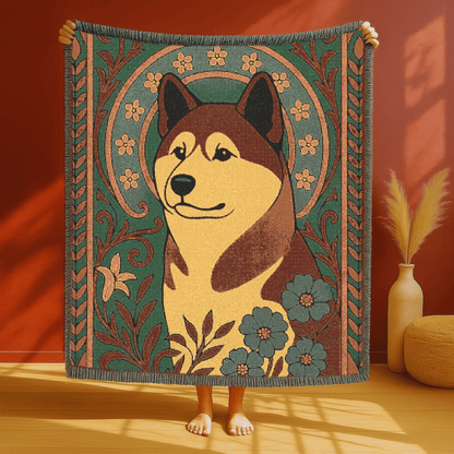 Printify Blanket Akita Art Deco Woven Blanket