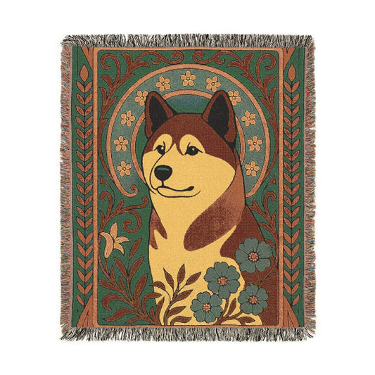 Printify Blanket Akita Art Deco Woven Blanket