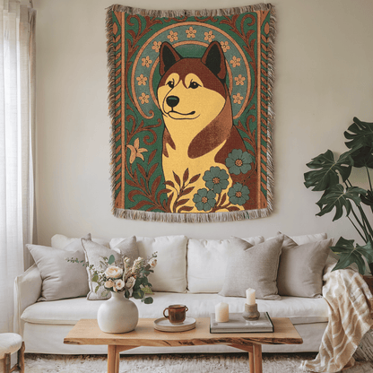Printify Blanket Akita Art Deco Woven Blanket
