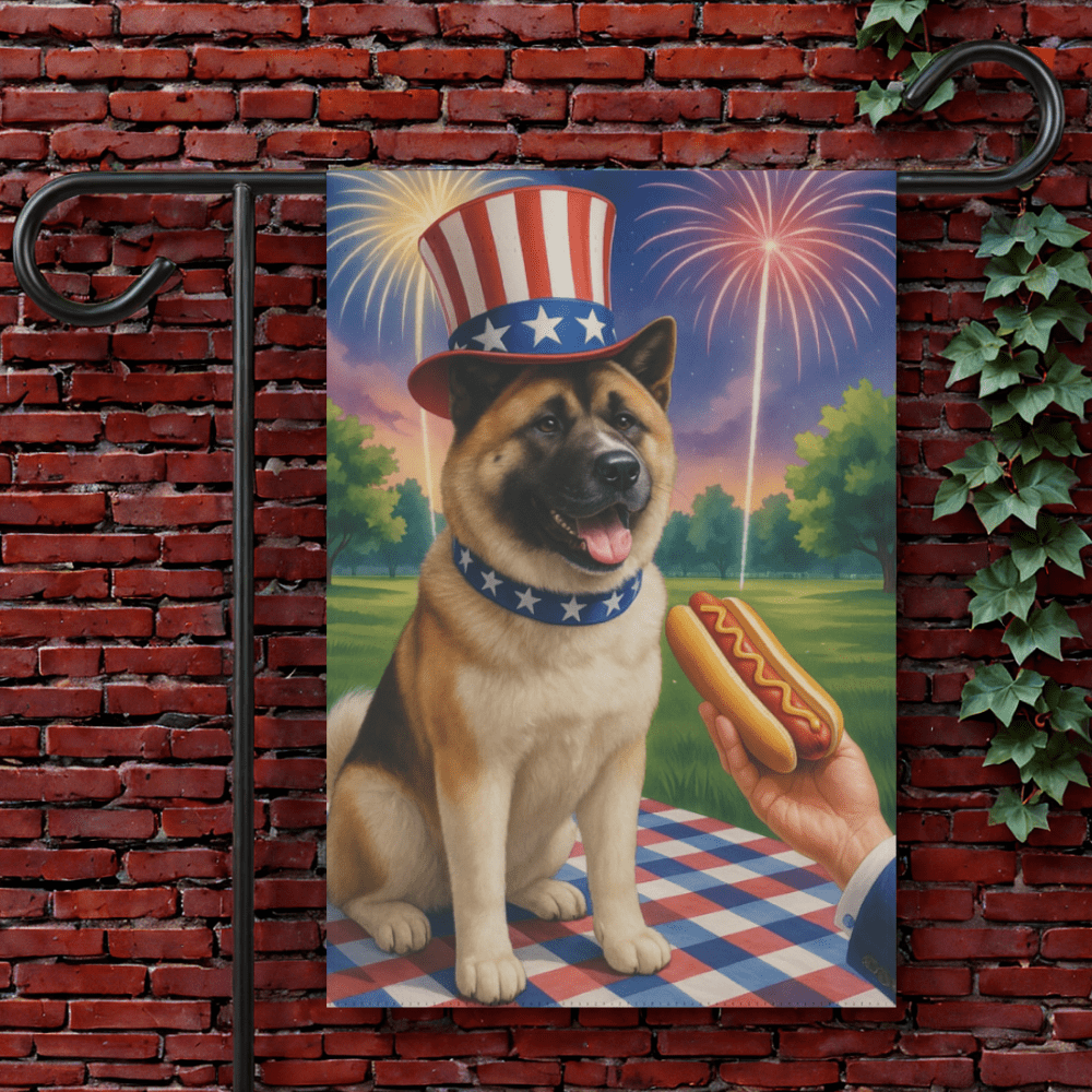 Printify Garden Flag American Akita 4th of July Garden Flag