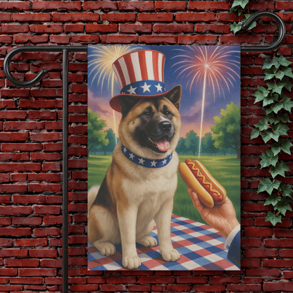 Printify Garden Flag American Akita 4th of July Garden Flag