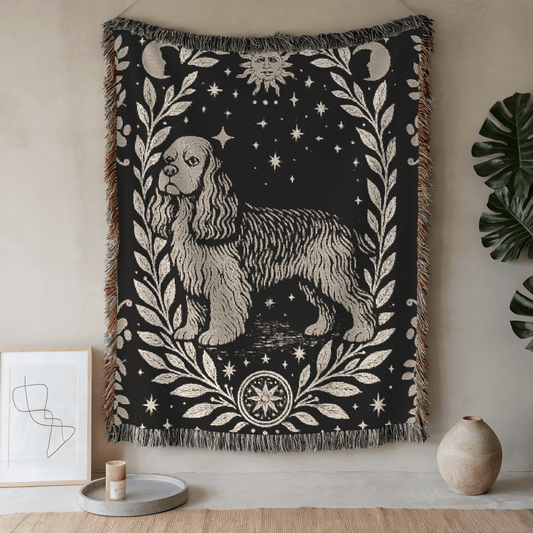 Printify Blanket 52'' × 37'' American Cocker Spaniel Celestial Woven Blanket