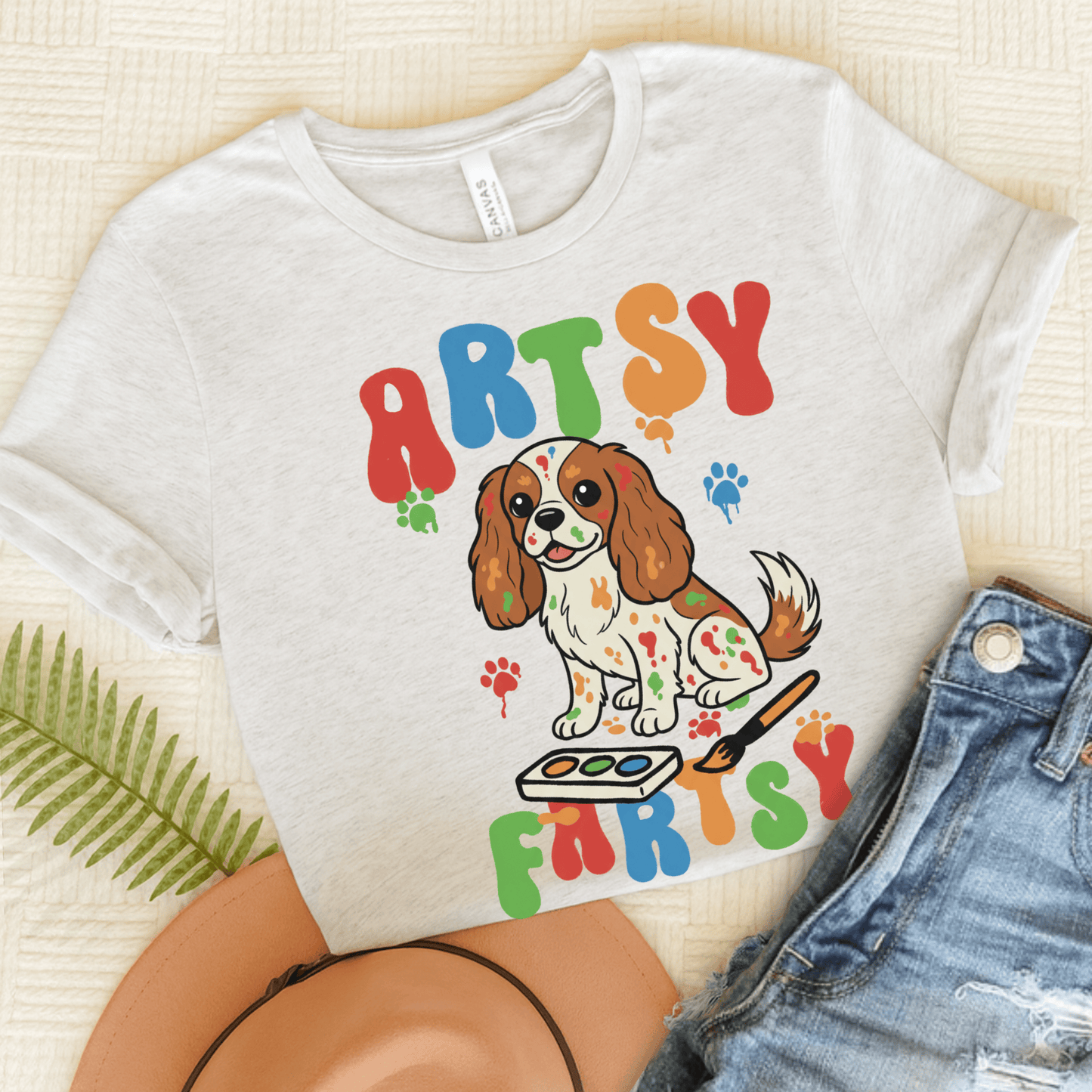 Personalized Artsy Fartsy Cavalier Unisex Tshirt Ash