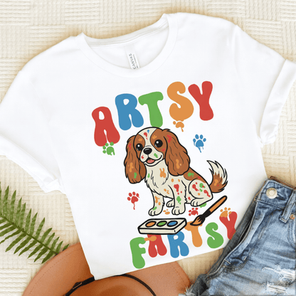 Personalized Artsy Fartsy Cavalier Unisex Tshirt White
