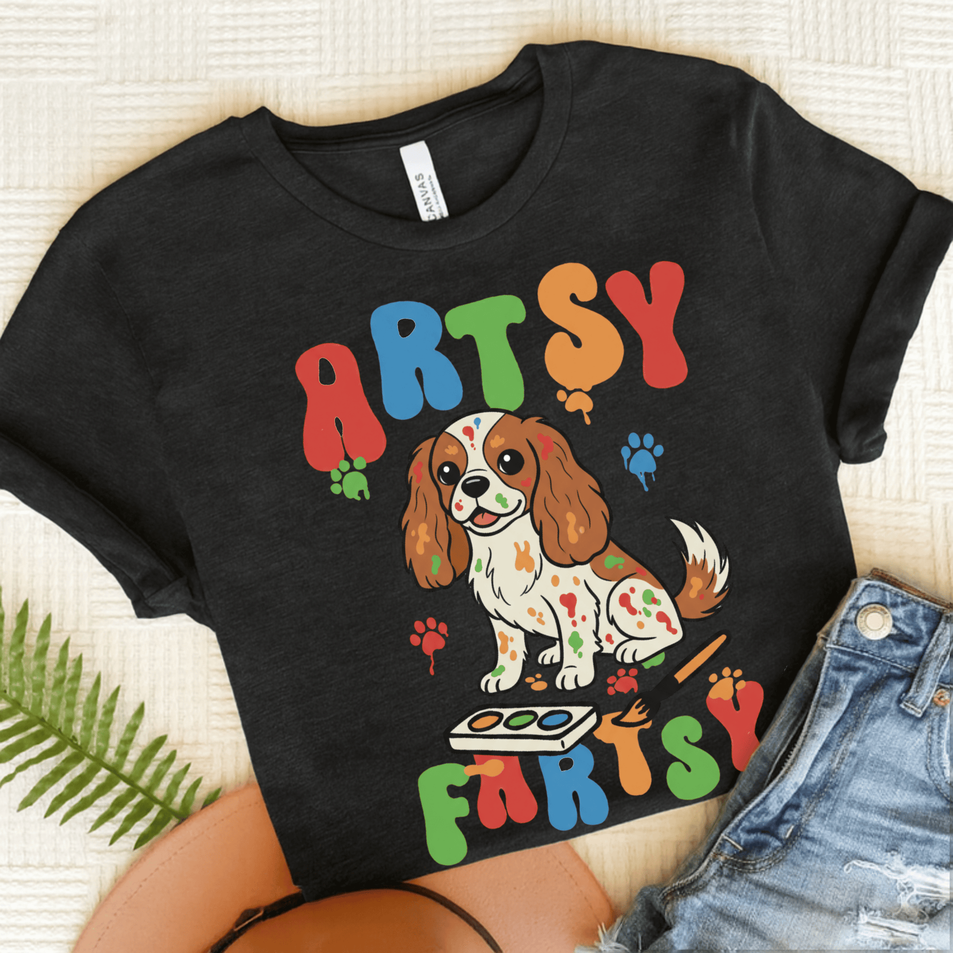 Personalized Artsy Fartsy Cavalier Unisex Tshirt Dark Grey