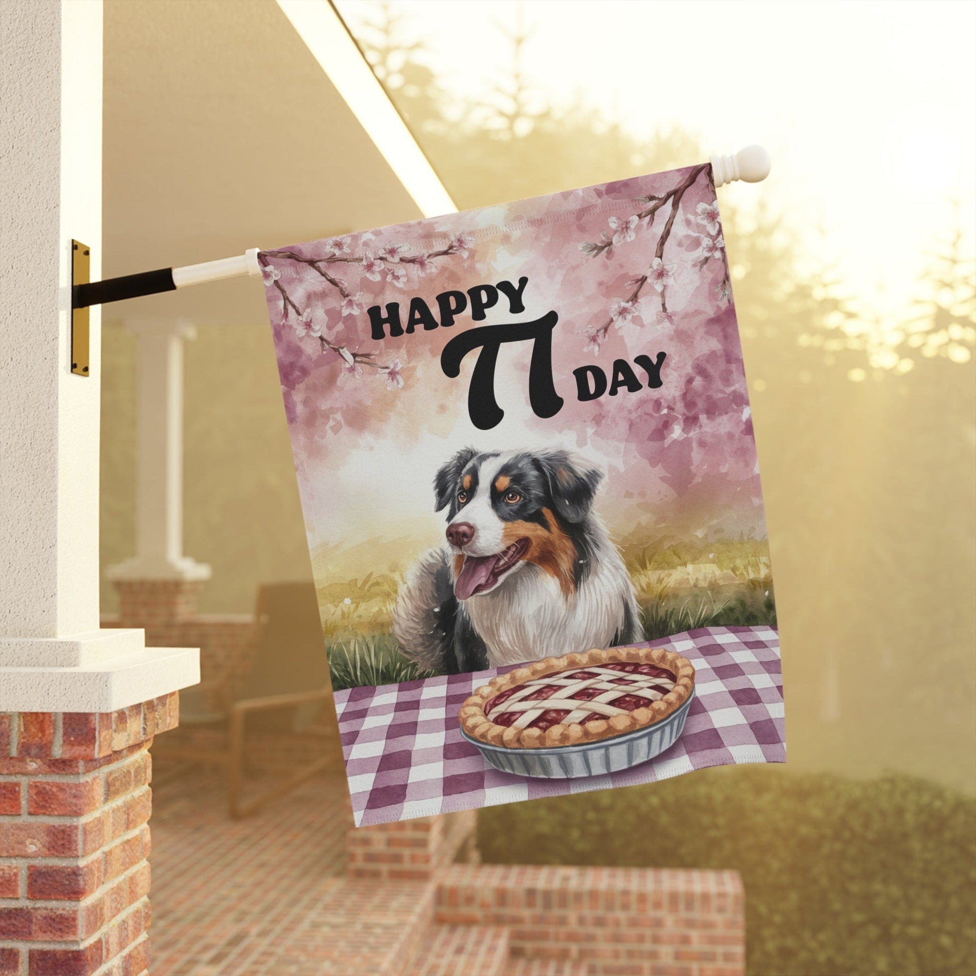 Printify Home Decor Australian Shepherd Pi Day Yard Flag Day, Home Decorative Garden, Funny Dog Lovers Outside Decor, Spring Outdoor