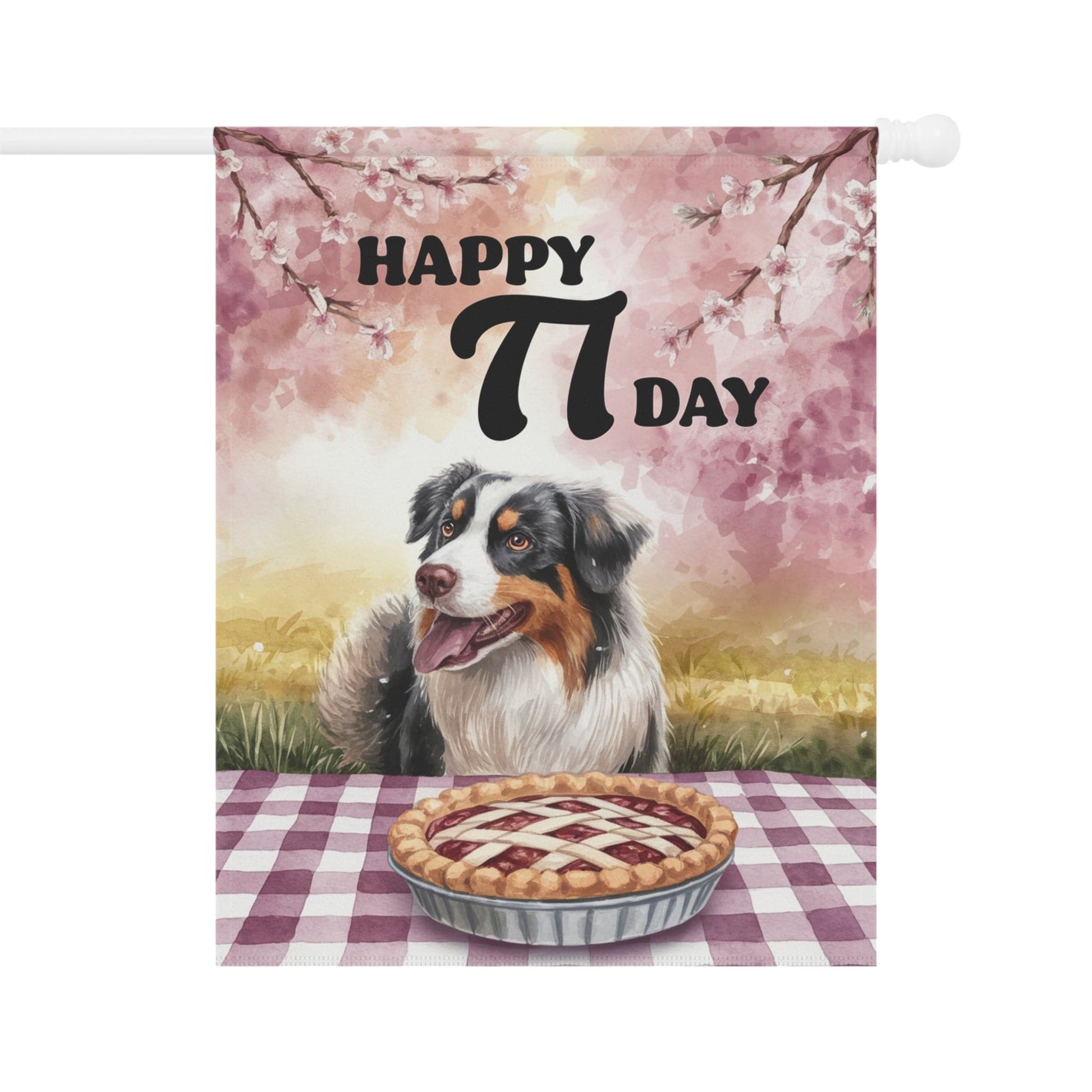 Printify Home Decor 24.5'' × 32'' Australian Shepherd Pi Day Yard Flag Day, Home Decorative Garden, Funny Dog Lovers Outside Decor, Spring Outdoor