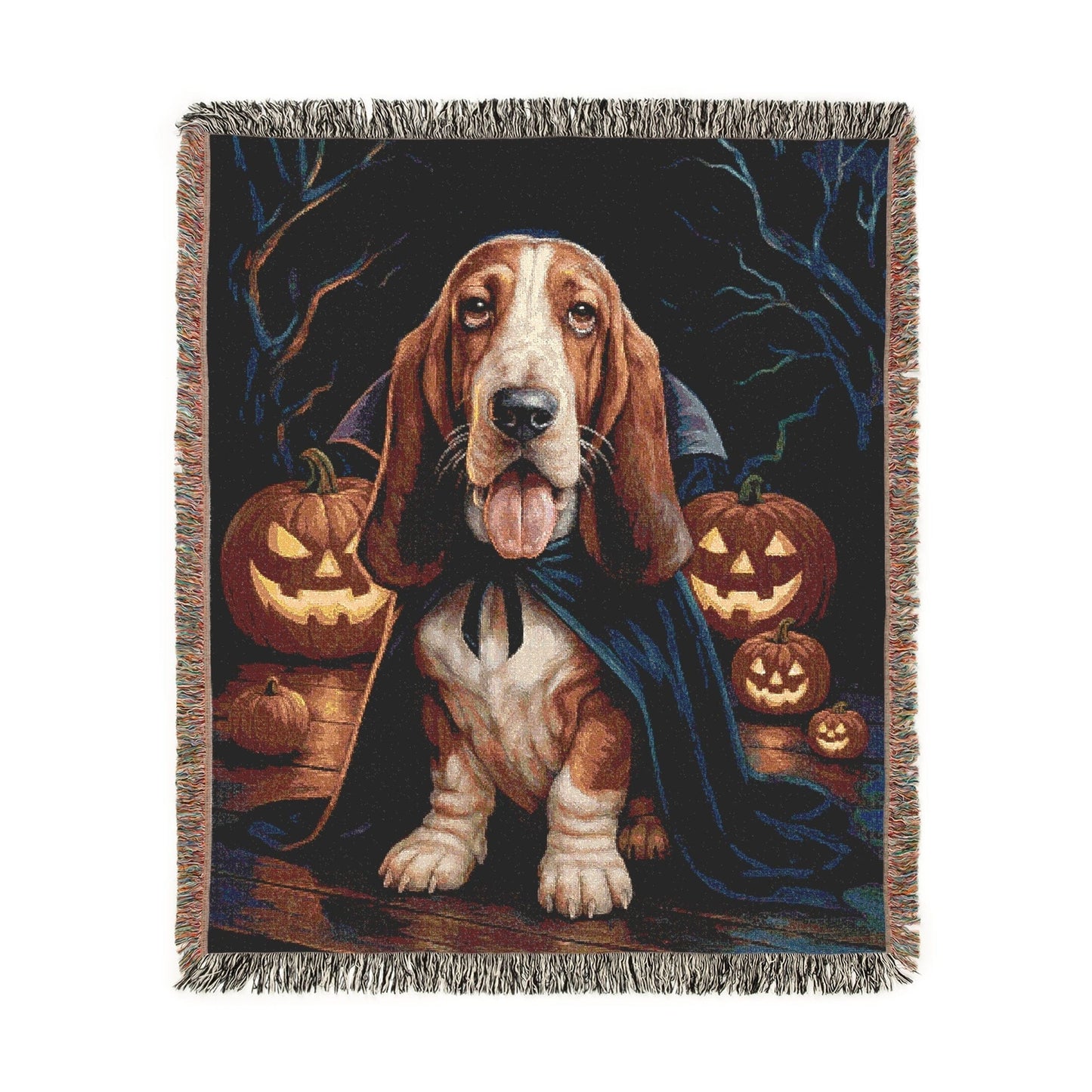 Printify Blanket Basset Dog Halloween Woven Blanket