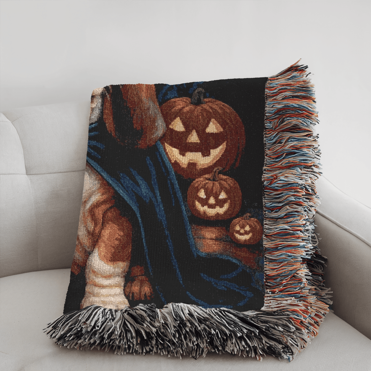 Printify Blanket Basset Dog Halloween Woven Blanket