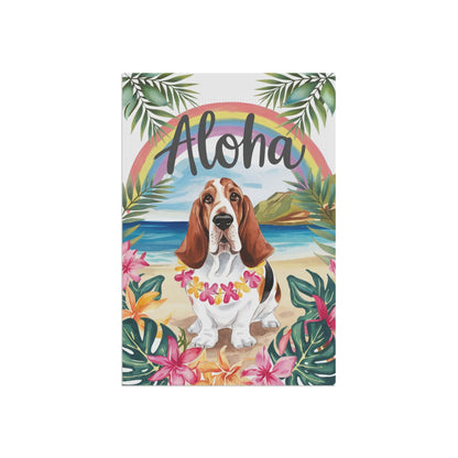 Printify Garden Flag Basset Hound Aloha Garden Flag