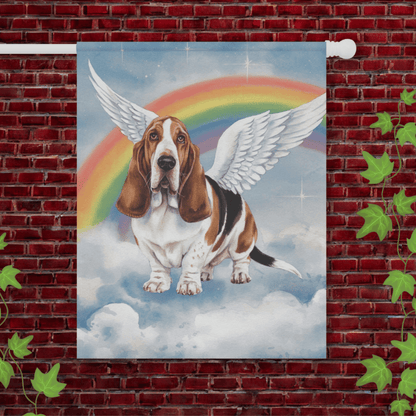 Printify Garden Flag 24.5'' × 32'' Basset Hound Angel Garden Flag