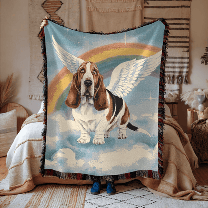 Printify Blanket Basset Hound Angle Woven Blanket