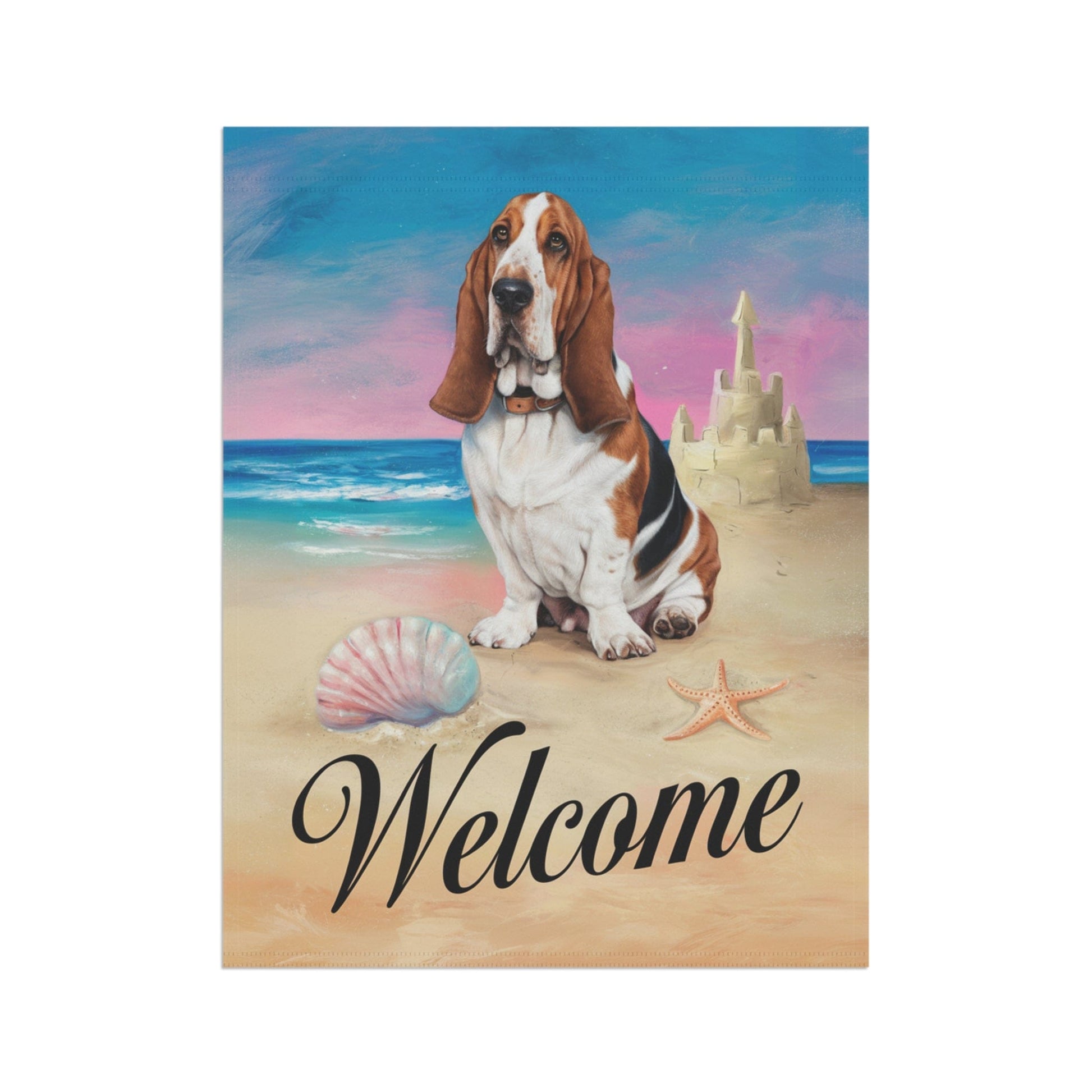 Printify Home Decor Basset Hound Beach Yard Decor, Nautical Dog Gift, Housewarming Banner