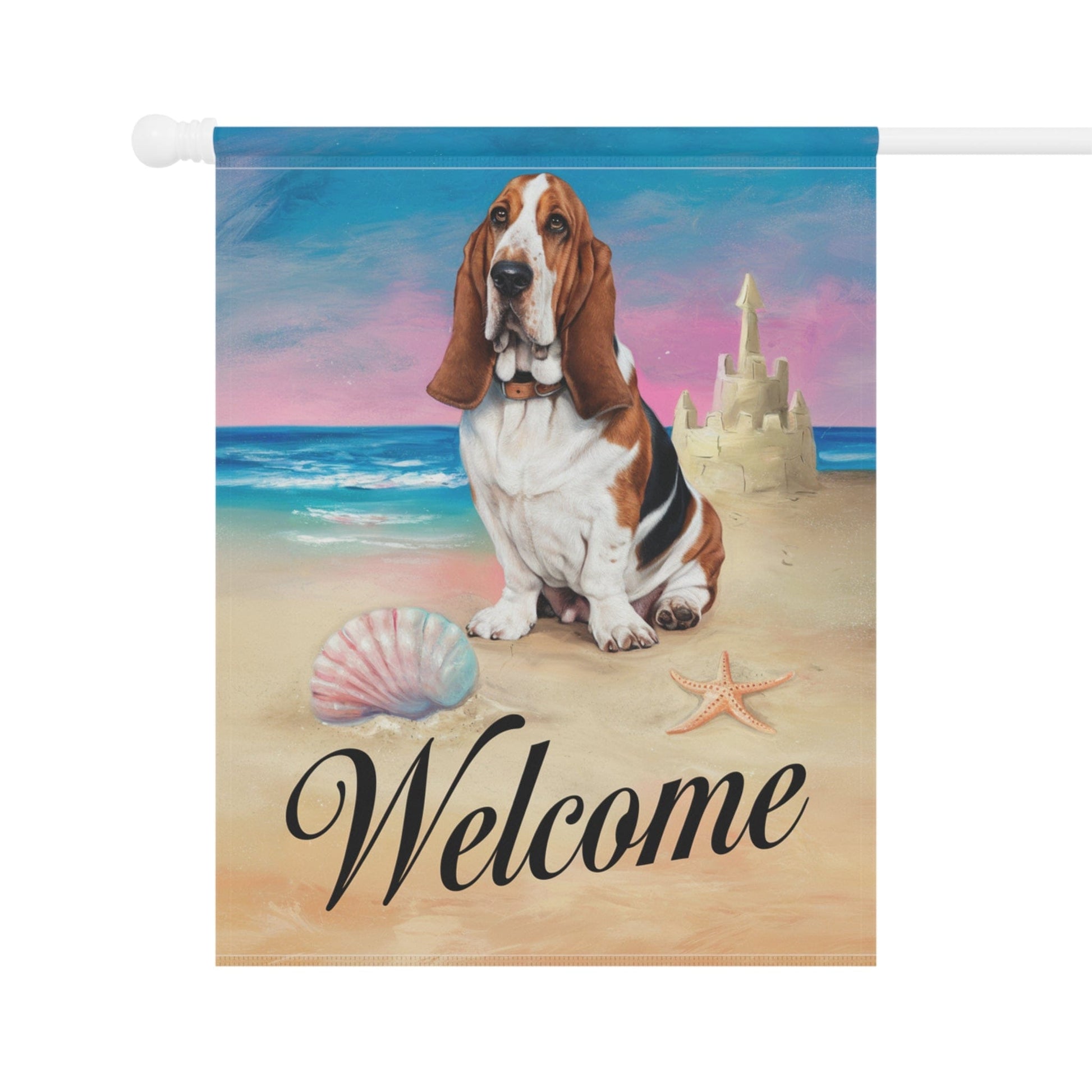 Printify Home Decor Basset Hound Beach Yard Decor, Nautical Dog Gift, Housewarming Banner