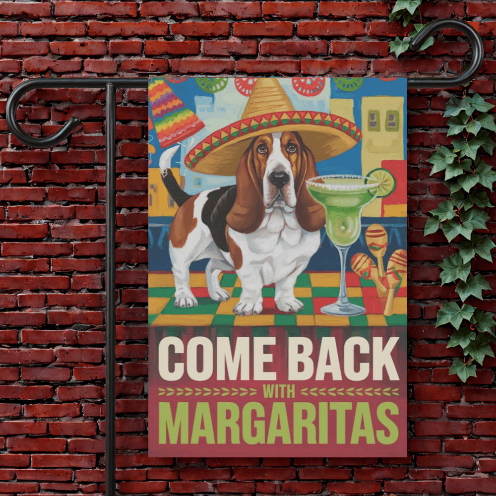 Printify Garden Flag Basset Hound Cinco De Mayo Garden Flag