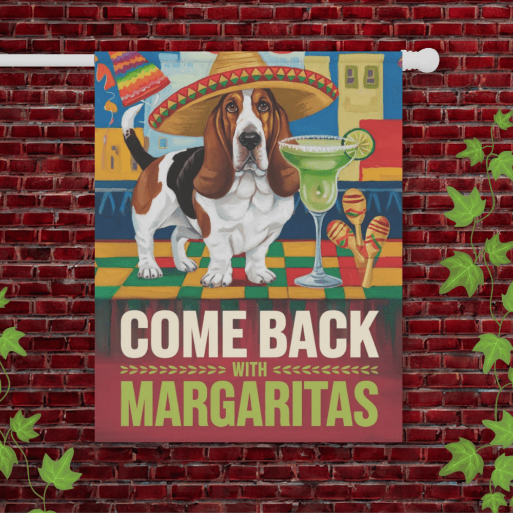 Printify Garden Flag Basset Hound Cinco De Mayo Garden Flag