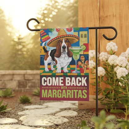 Printify Home Decor Basset Hound Dog Garden Flag, Cinco de Mayo Fiesta, Margarita Drinking Decor, Front Yard