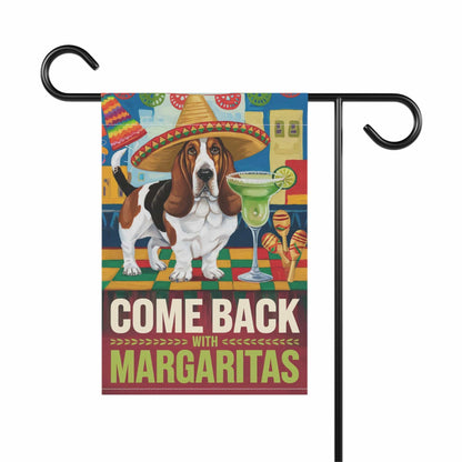 Printify Home Decor Basset Hound Dog Garden Flag, Cinco de Mayo Fiesta, Margarita Drinking Decor, Front Yard
