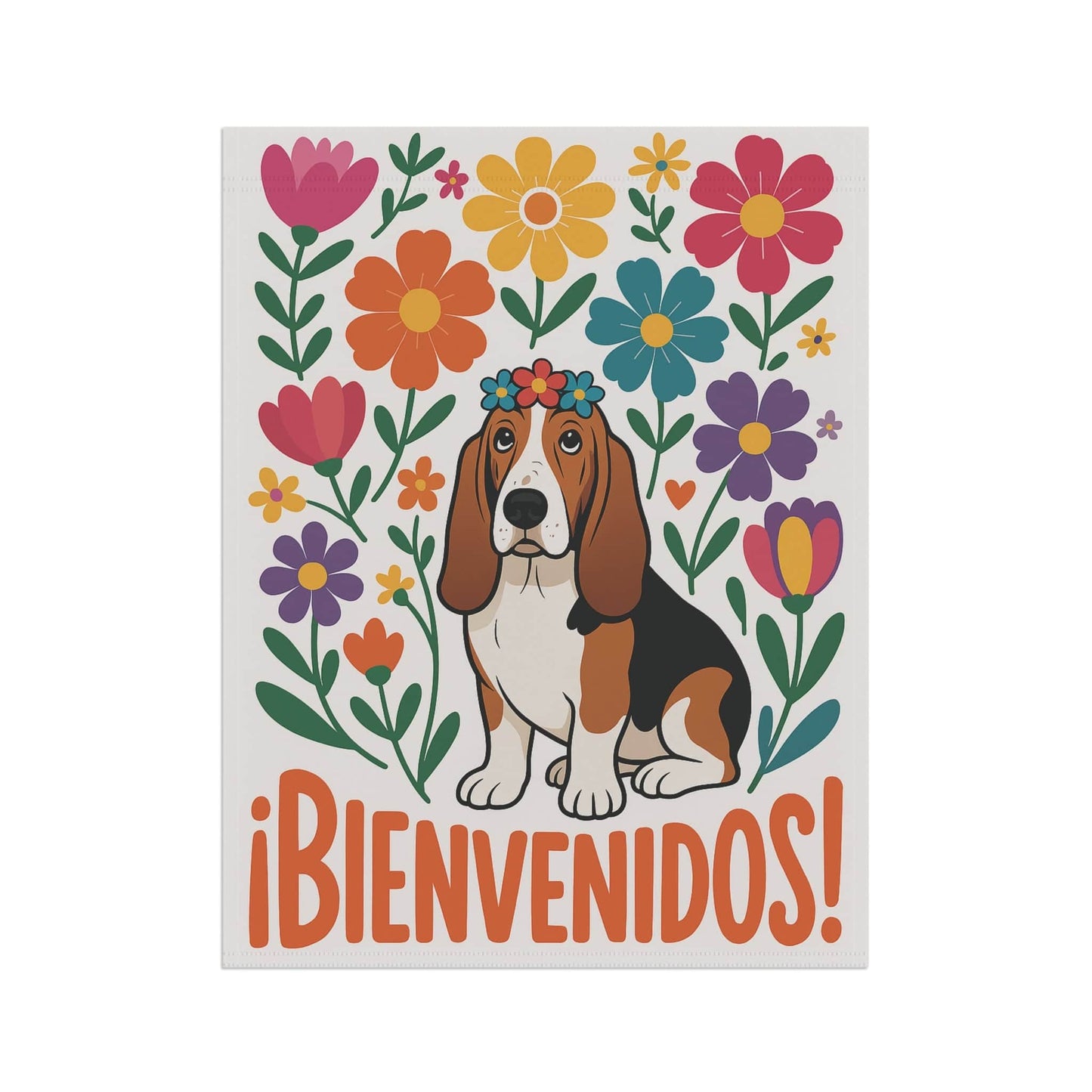 Printify Home Decor Basset Hound Dog Garden Flag, Spanish Front Yard Decor, Outdoor Spring