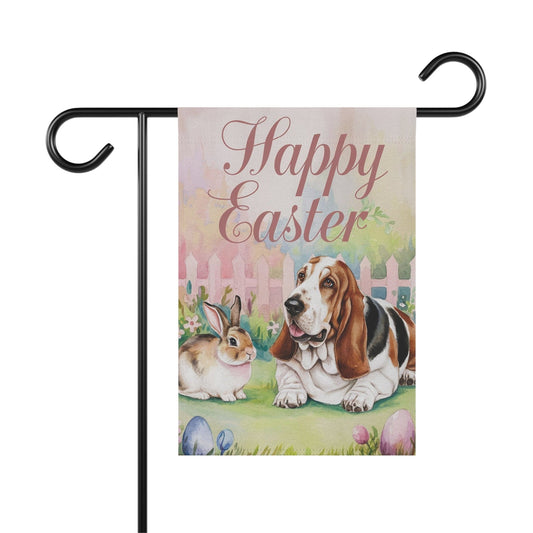 Printify Garden Flag Basset Hound Elegant Easter Garden Flag