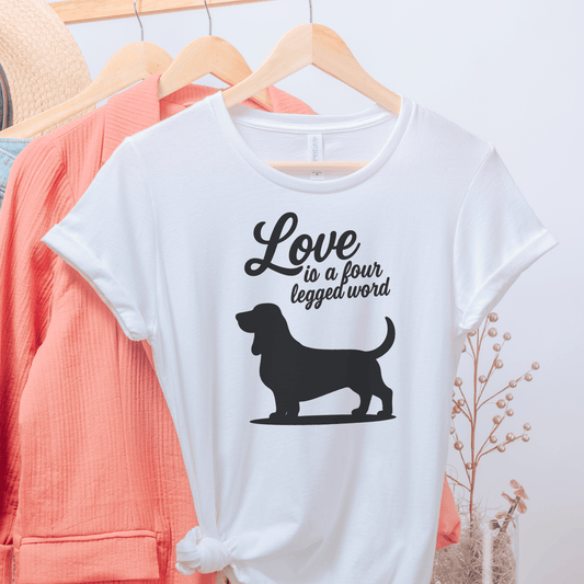 Printify T-Shirt White / S Basset Hound Four Legged Word TShirt
