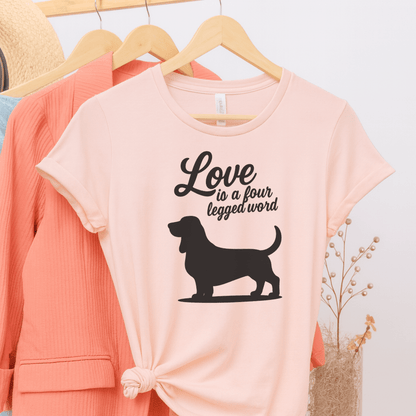 Printify T-Shirt Soft Pink / S Basset Hound Four Legged Word TShirt