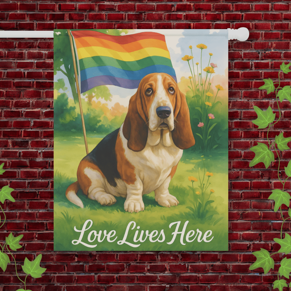 Printify Garden Flag 24.5'' × 32'' Basset Hound LGBTQ+ Garden Flag