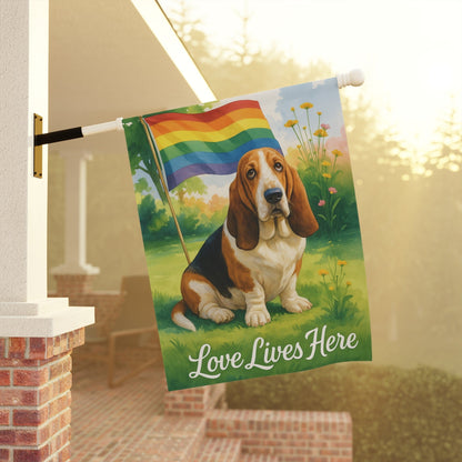 Printify Garden Flag Basset Hound LGBTQ+ Garden Flag