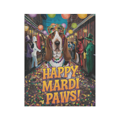 Printify Garden Flag Basset Hound Mari Gras Garden Flag