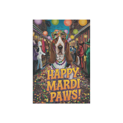 Printify Garden Flag Basset Hound Mari Gras Garden Flag