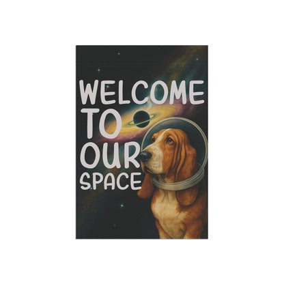 Printify Garden Flag Basset Hound Space Garden Flag