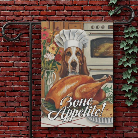 Printify Garden Flag 12'' × 18'' Basset Hound Thanksgiving Garden Flag