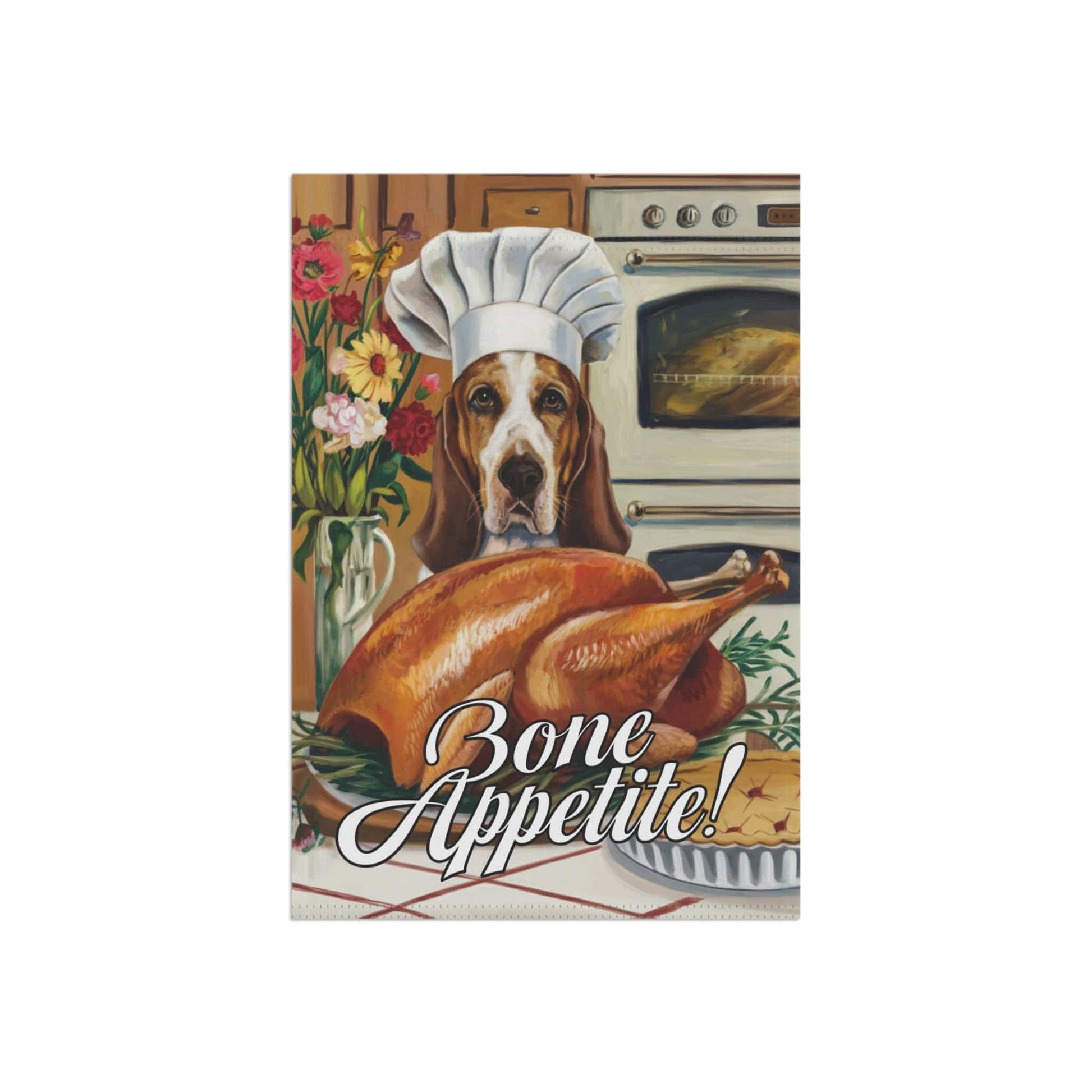 Printify Garden Flag Basset Hound Thanksgiving Garden Flag