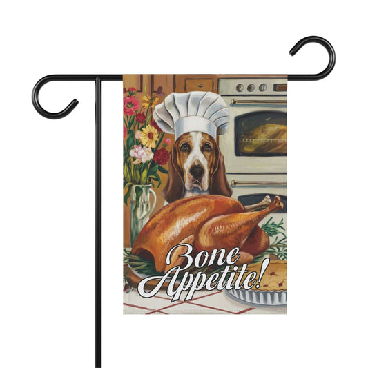 Printify Garden Flag Basset Hound Thanksgiving Garden Flag