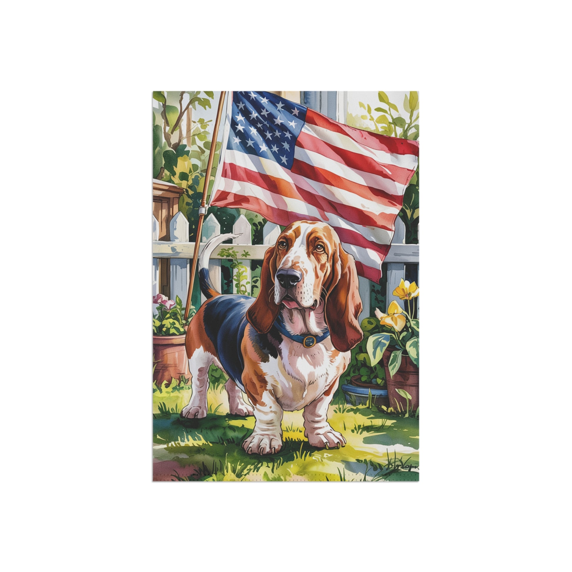 Basset Hound USA Garden Flag