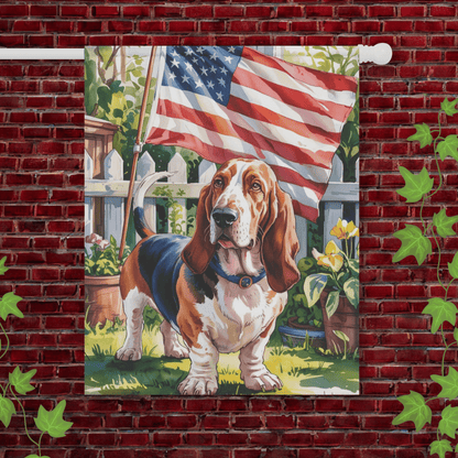 Printify Garden Flag 24.5'' × 32'' Basset Hound USA Garden Flag